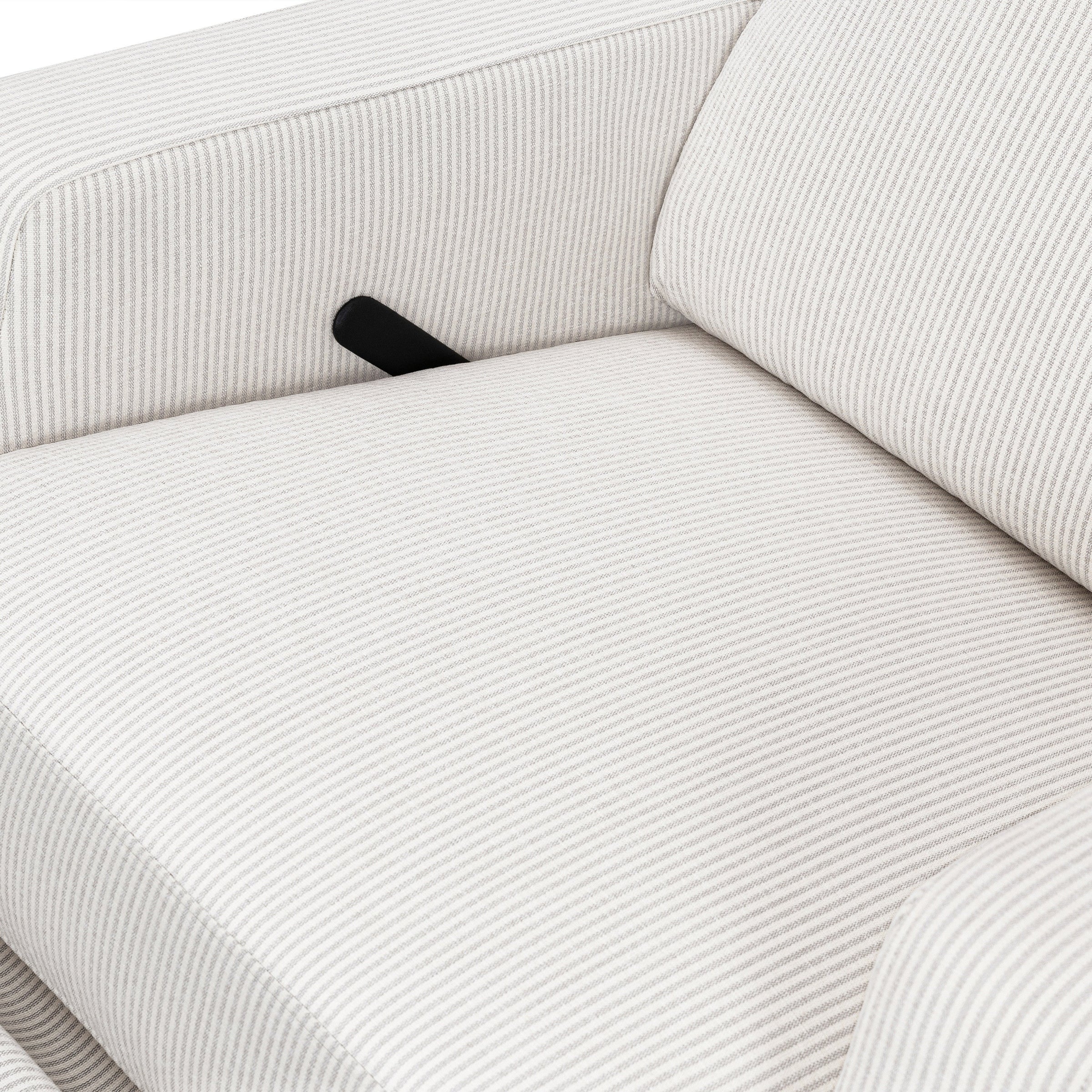 M22287FCSLB,Crewe Recliner and Swivel Glider in Fog Chatham Stripe Performance Eco-Weave w/LB