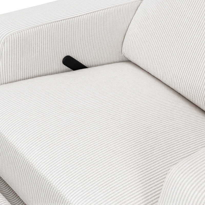 M22287FCSLB,Crewe Recliner and Swivel Glider in Fog Chatham Stripe Performance Eco-Weave w/LB