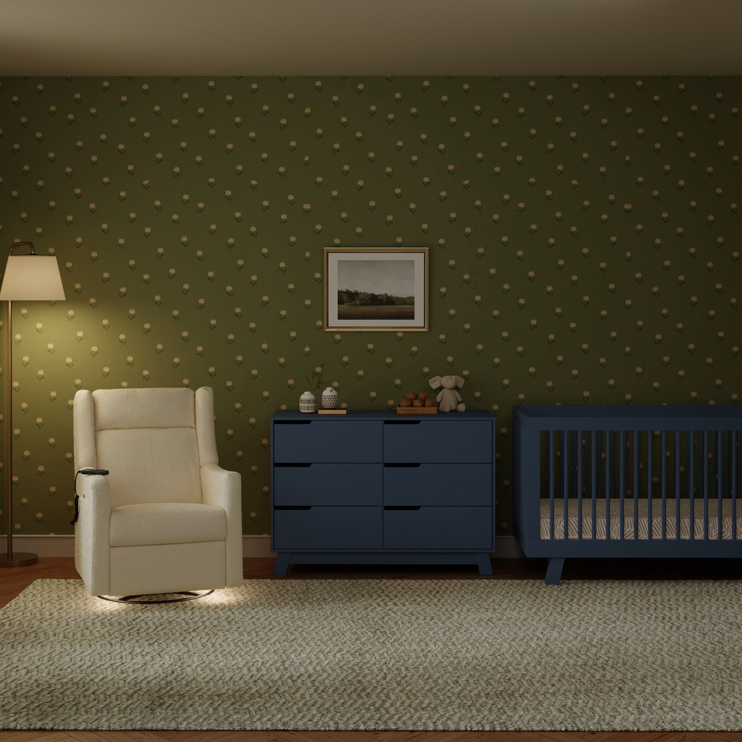 M11283PWB,Kiwi Deluxe Power Glider Recliner w/Heat&Massage in Performance Ivory Boucle