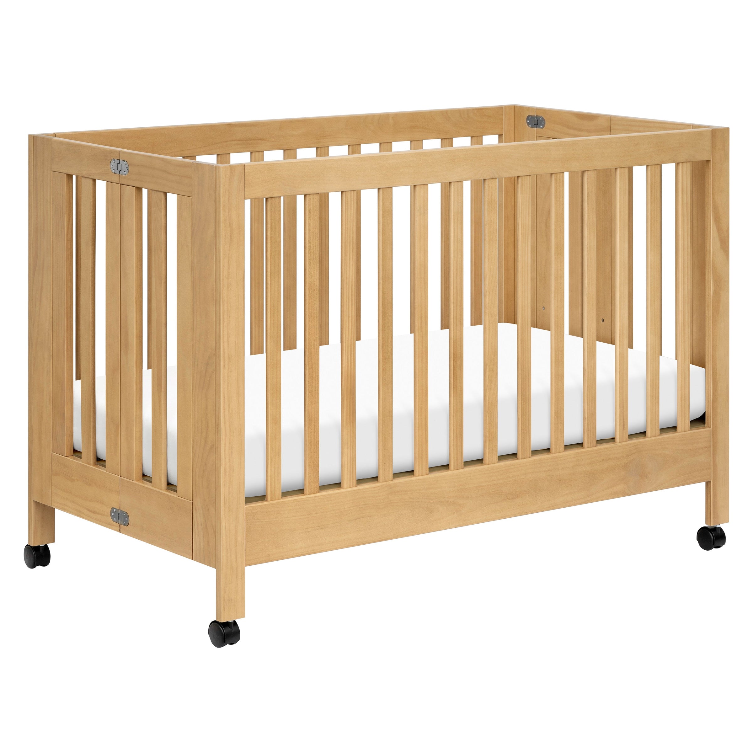 M6601HY,Maki Full-Size Folding Crib w/ Toddler Bed Conversion Kit in Honey