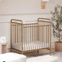M15598VG,Abigail 3-in-1 Convertible Mini Crib in Vintage Gold