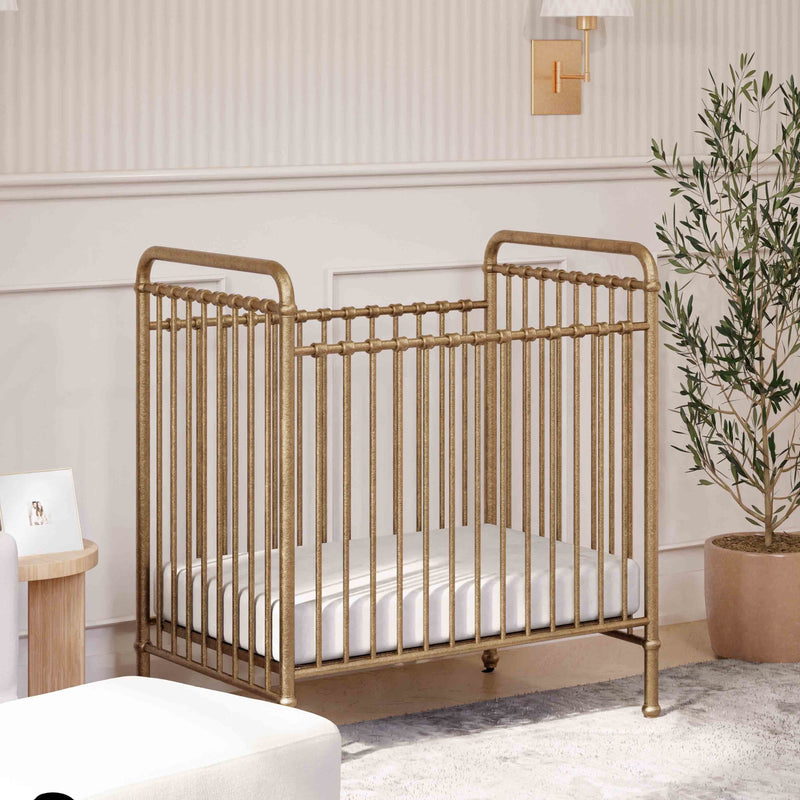 M15598VG,Abigail 3-in-1 Convertible Mini Crib in Vintage Gold