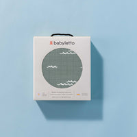 T27137,Ocean Waves Quilted Muslin Changing Pad Cover in GOTS Certified Organic Cotton