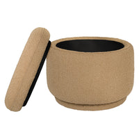 M22985SAB,Enoki Storage Ottoman in Sand Boucle