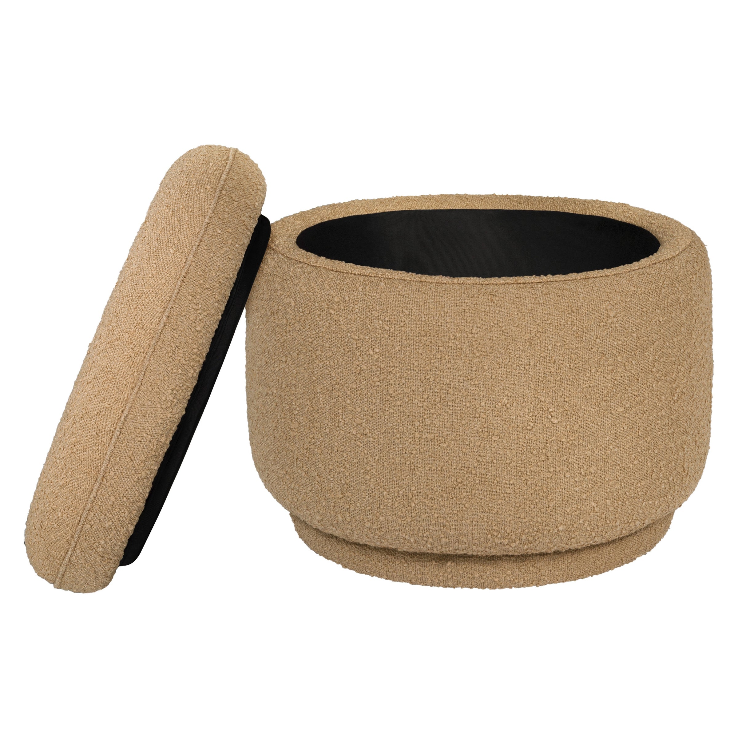 M22985SAB,Enoki Storage Ottoman in Sand Boucle