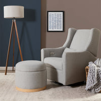 M22885PGEWLB,Naka Storage Ottoman in Performance Grey Eco-Weave w/ Light Wood Base