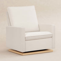 M20984CSHLB,Cali Pillowback Chair and a Half Glider in Chantilly Fleece w/ Light Wood Base