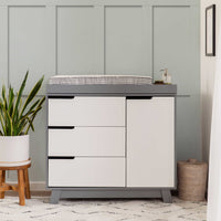 M4223GW,Hudson 3-Drawer Changer Dresser w/Removable Changing Tray in Grey/White
