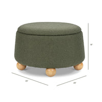 M30985POBHF,Tuffet Storage Ottoman in Performance Olive Boucle w/Honey Ball Feet