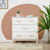 M5823WNX,Scoot 3-Drawer Changer Dresser in White/Washed Natural Finish