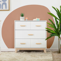 M5823WNX,Scoot 3-Drawer Changer Dresser in White/Washed Natural Finish