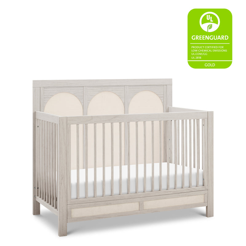 M24801WDFPEW,Eloise 4-in-1 Convertible Crib in White Driftwood and Performance Pearl Eco-Weave