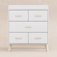 M5823WNX,Scoot 3-Drawer Changer Dresser in White/Washed Natural Finish