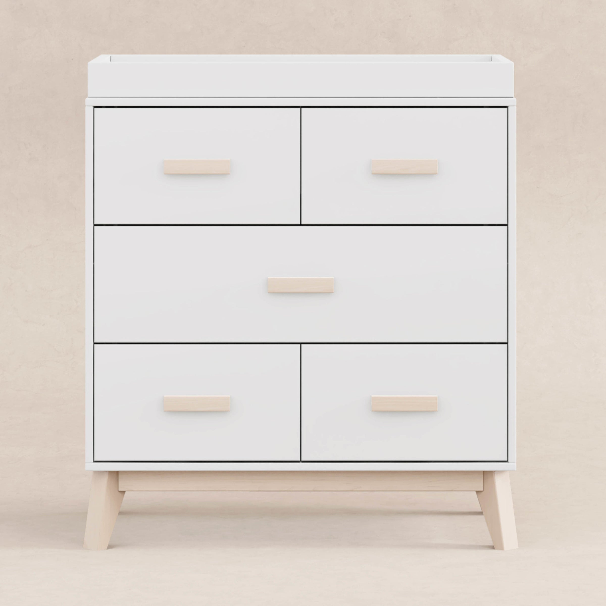 M5823WNX,Scoot 3-Drawer Changer Dresser in White/Washed Natural Finish
