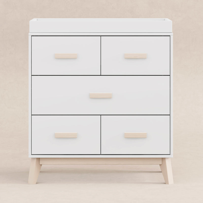 M5823WNX,Scoot 3-Drawer Changer Dresser in White/Washed Natural Finish