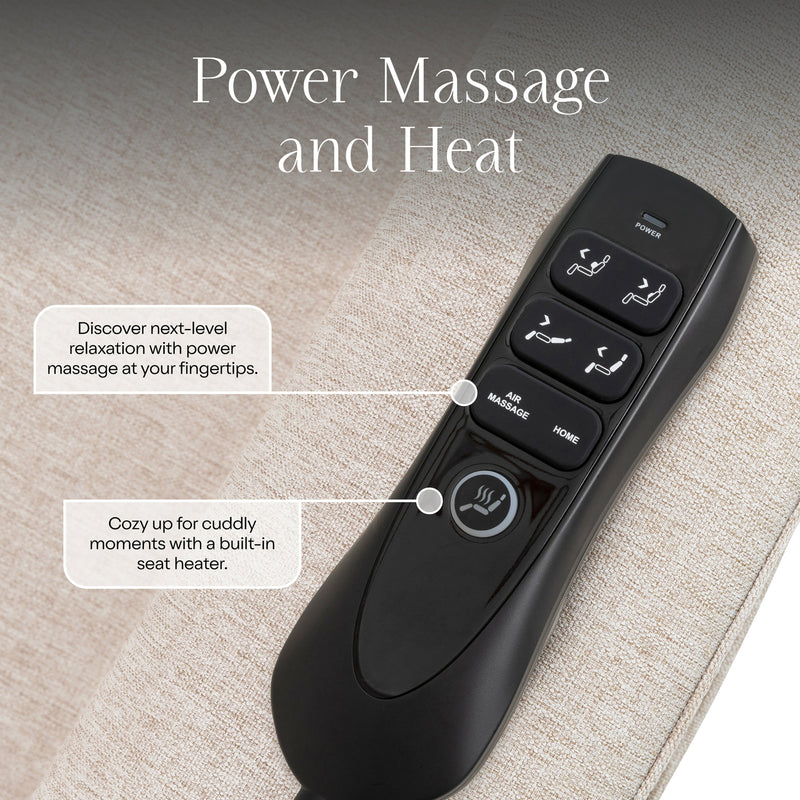 M17183PBEW,Willa Deluxe Power Glider Recliner w/Heat&Massage in Performance Beach Eco-Weave