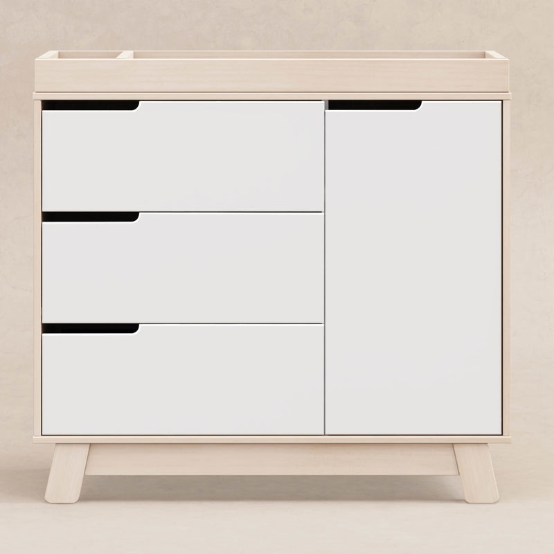M4223NXW,Hudson 3-Drawer Changer Dresser w/Removable Changing Tray in WashedNatural/White