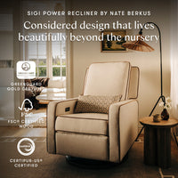 M23085PCMTB,Nate Berkus x Babyletto Sigi Power Recliner in Performance Cream Linen w/ Toffee Base