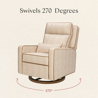 M23082BSCTB,Nate Berkus x Babyletto Sigi Pro Power Recliner in Perf Bronze Stripe Eco-Crossweave w/Toffee Base