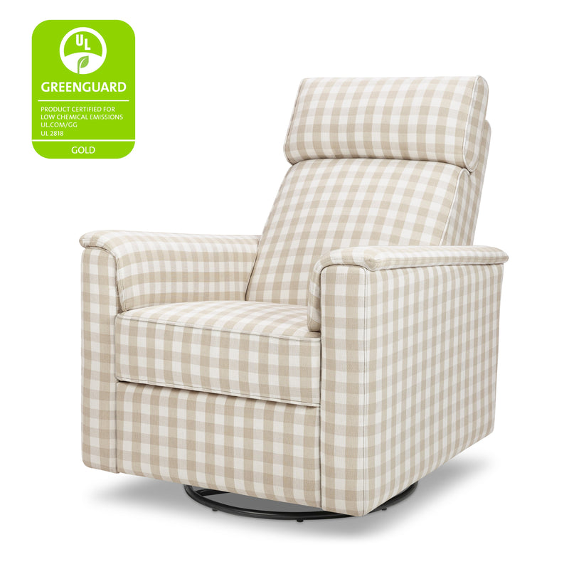 M17183TGH,Willa Deluxe Power Glider Recliner w/Heat&Massage in Tan Gingham