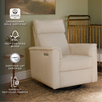 M17182PWB,Willa Pro Power Glider Recliner w/ Power Lumbar in Performance Ivory Boucle