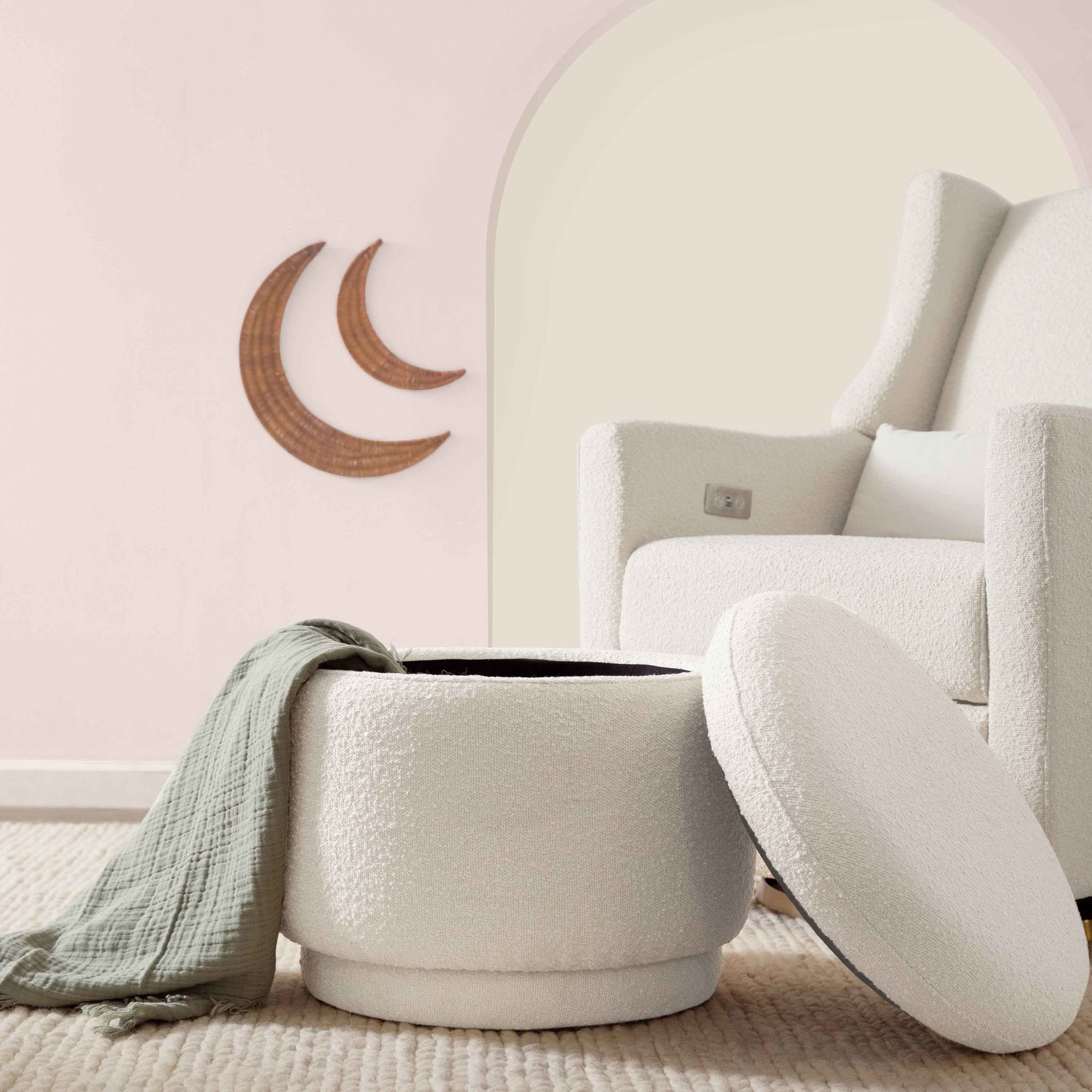 M22985WB,Enoki Storage Ottoman in Ivory Boucle