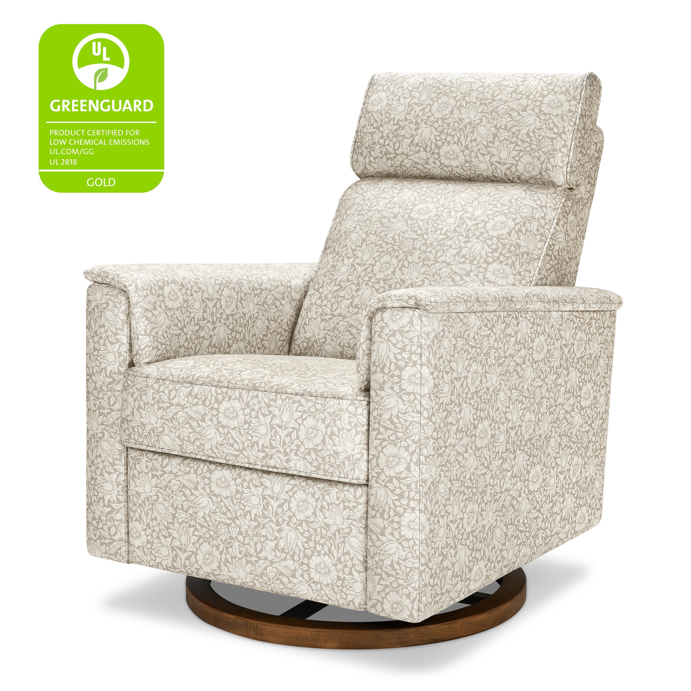 M17186MADB,Willa Plus Power Glider Recliner w/ Power Headrest in Mallow in Ash w/ Dark Wood Base