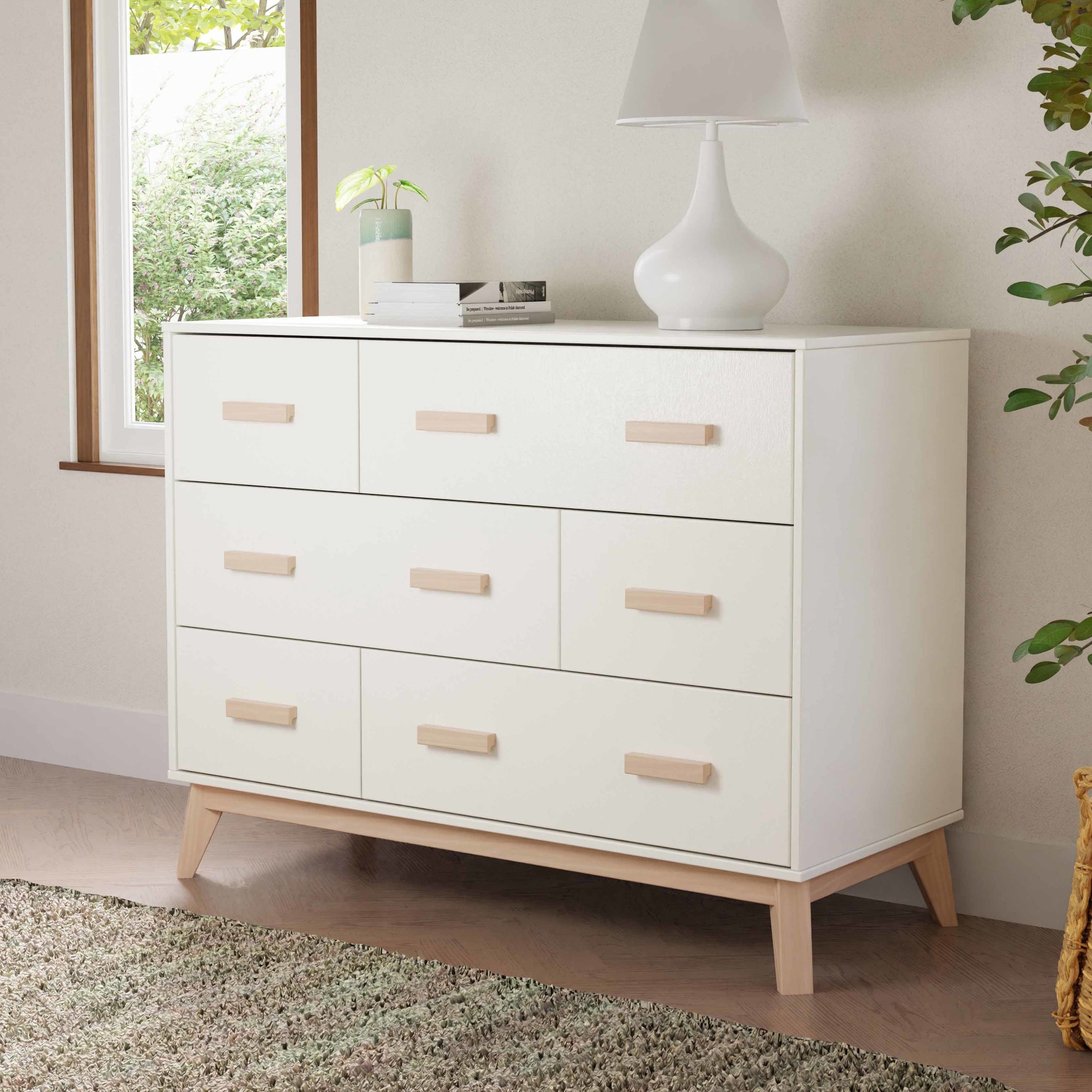 M5826WNX,Scoot 6-Drawer Dresser in White/Washed Natural
