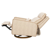 M23082BSCTB,Nate Berkus x Babyletto Sigi Pro Power Recliner in Perf Bronze Stripe Eco-Crossweave w/Toffee Base
