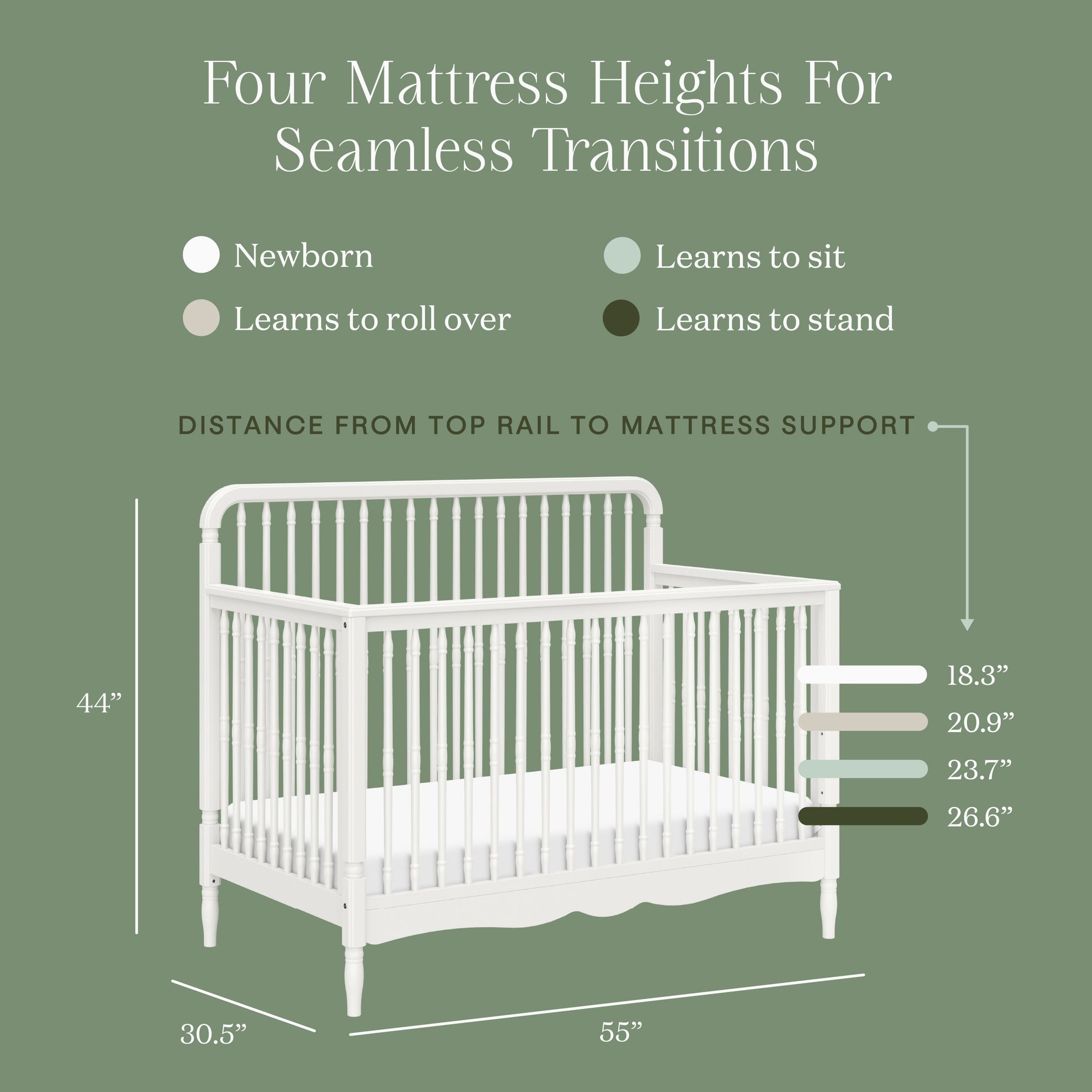 M7141RW,Liberty 4-in-1 Convertible Spindle Crib in Warm White