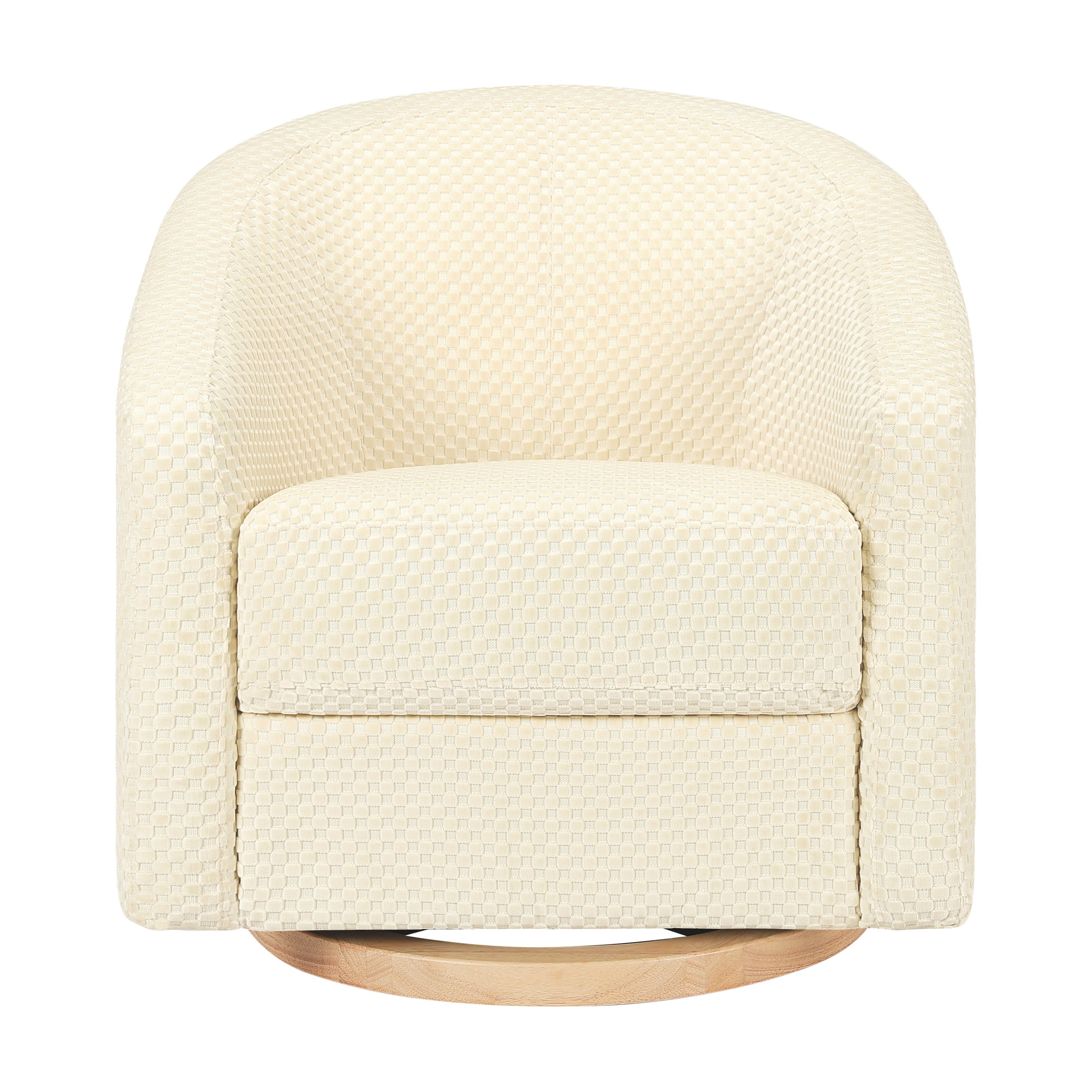 M5887IVCL,Madison Swivel Glider in Ivory Velvet Checker w/ Light Wood Base