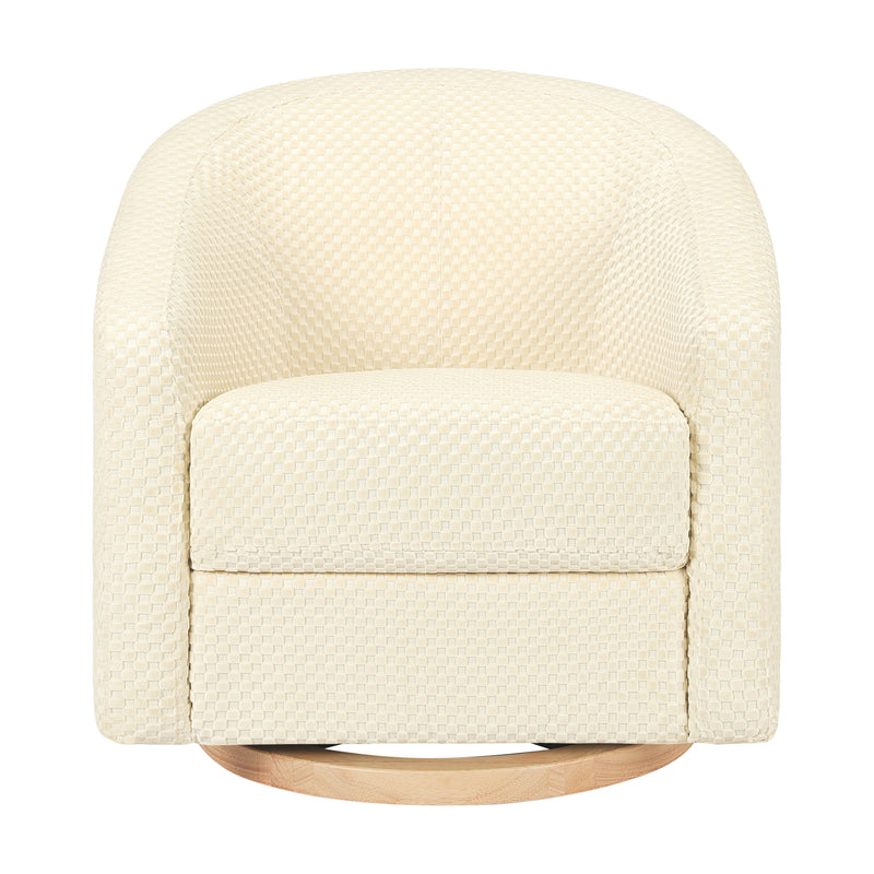 M5887IVCL,Madison Swivel Glider in Ivory Velvet Checker w/ Light Wood Base