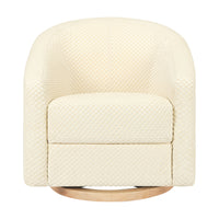 M5887IVCL,Madison Swivel Glider in Ivory Velvet Checker w/ Light Wood Base