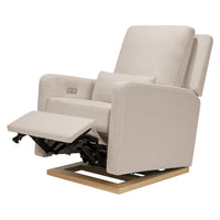 M23085PBEWLB,Sigi Glider Recliner w/ Electronic Control and USB in Performance Beach Eco-Weave w/Light Wood Base