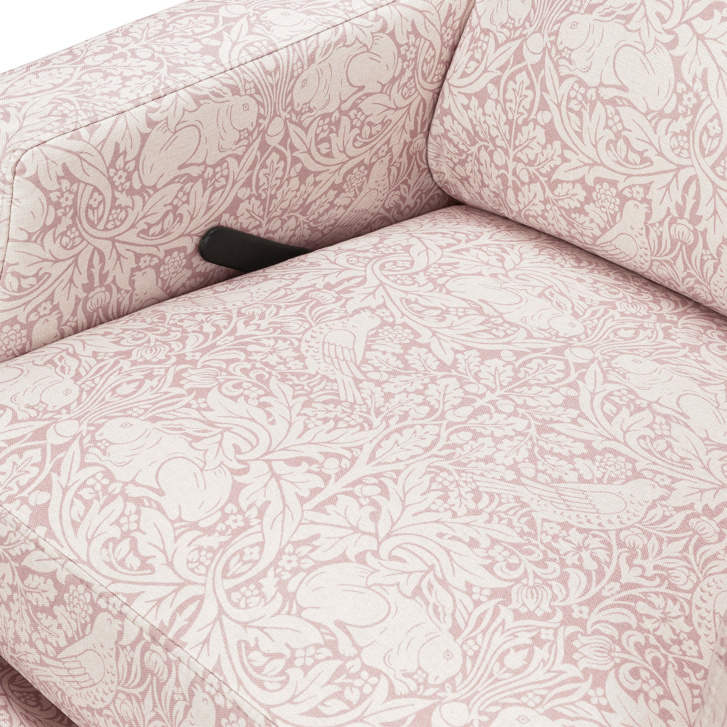 M22287PBRRDB,Crewe Recliner and Swivel Glider in Pure Brer Rabbit in Rose w/Dark Wood Base