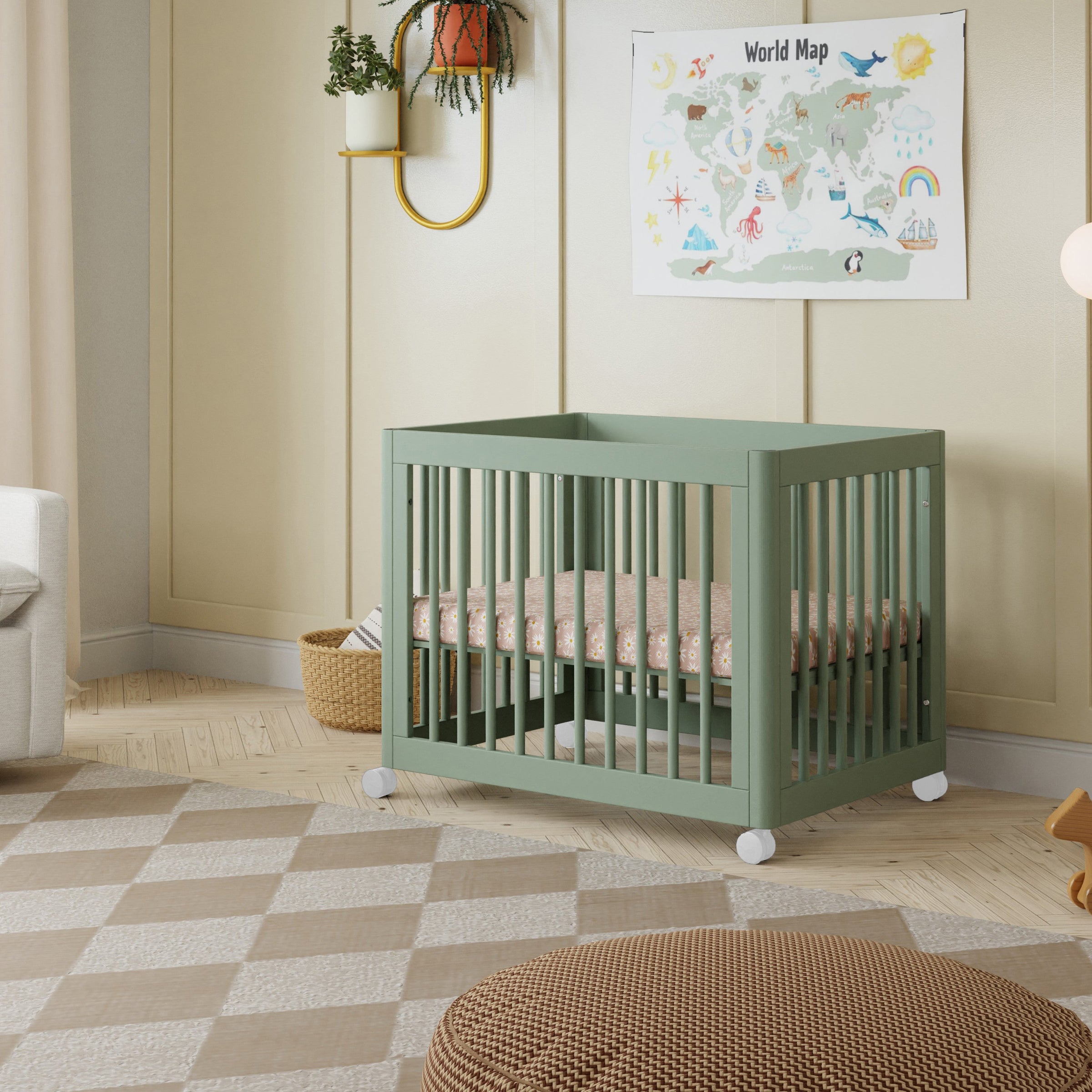 M23401LS,Yuzu 8-in-1 Convertible Crib w/All-Stages Conversion Kits in Light Sage