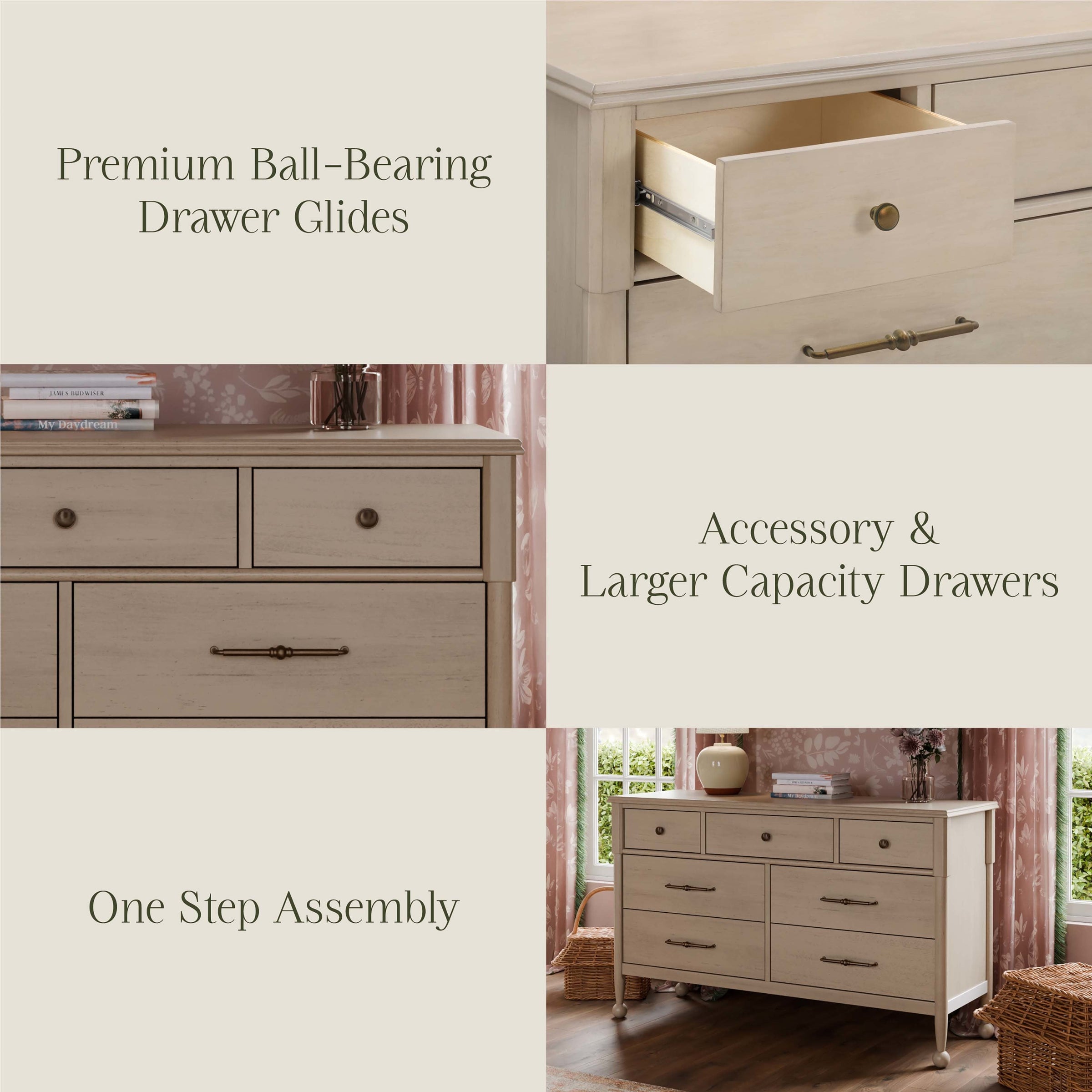 M31416WP,Alouette 7-Drawer Assembled Dresser in Washed Pine