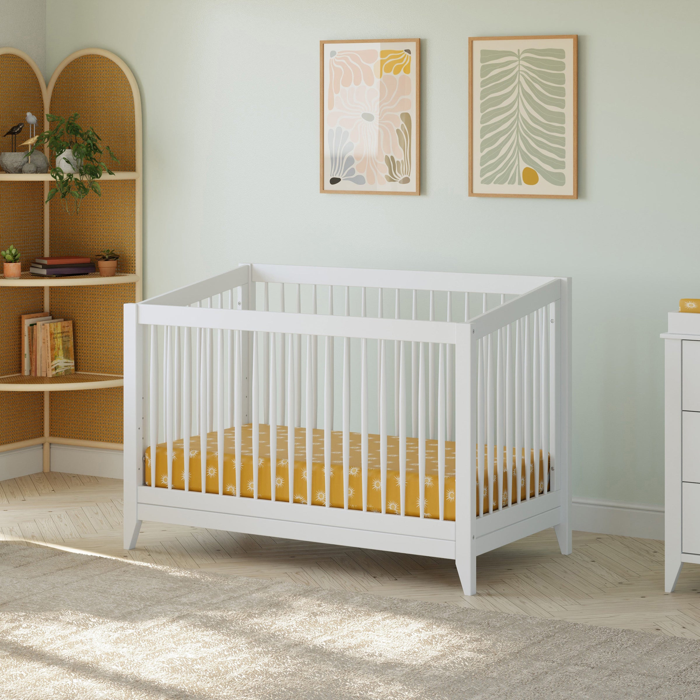 M10301W,Sprout 4-in-1 Convertible Crib w/Toddler Bed Conversion Kit in White Finish