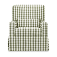 M21787GGH,Crawford Pillowback Comfort Swivel Glider in Moss Green Gingham