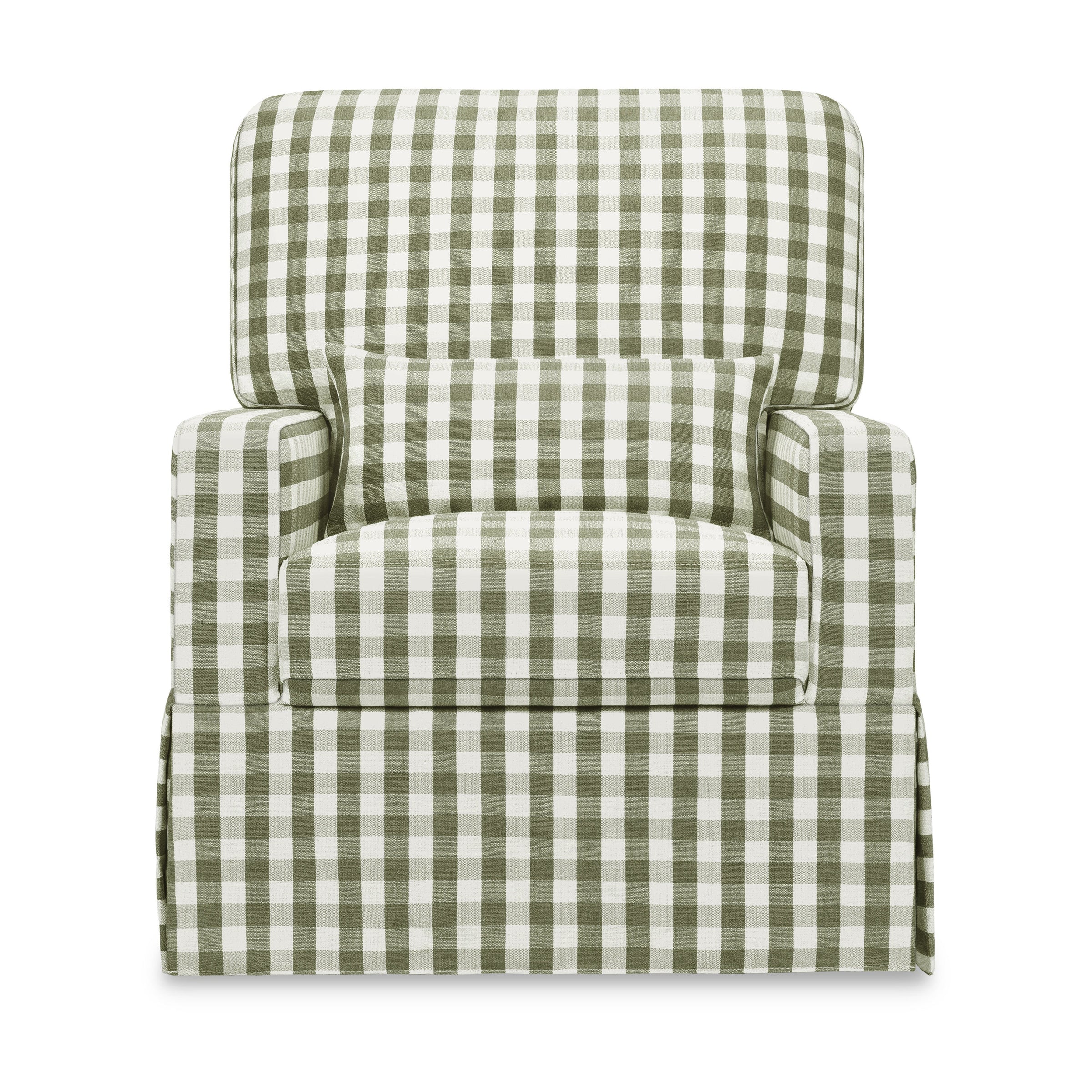 M21787GGH,Crawford Pillowback Comfort Swivel Glider in Moss Green Gingham