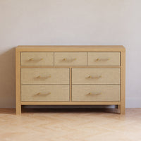 M24816HYPSEW,Eloise 7-Drawer Assembled Dresser in Honey & Performance Sand Eco-Weave