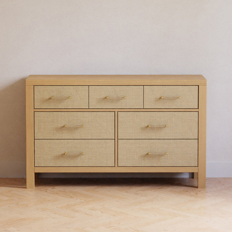 M24816HYPSEW,Eloise 7-Drawer Assembled Dresser in Honey & Performance Sand Eco-Weave