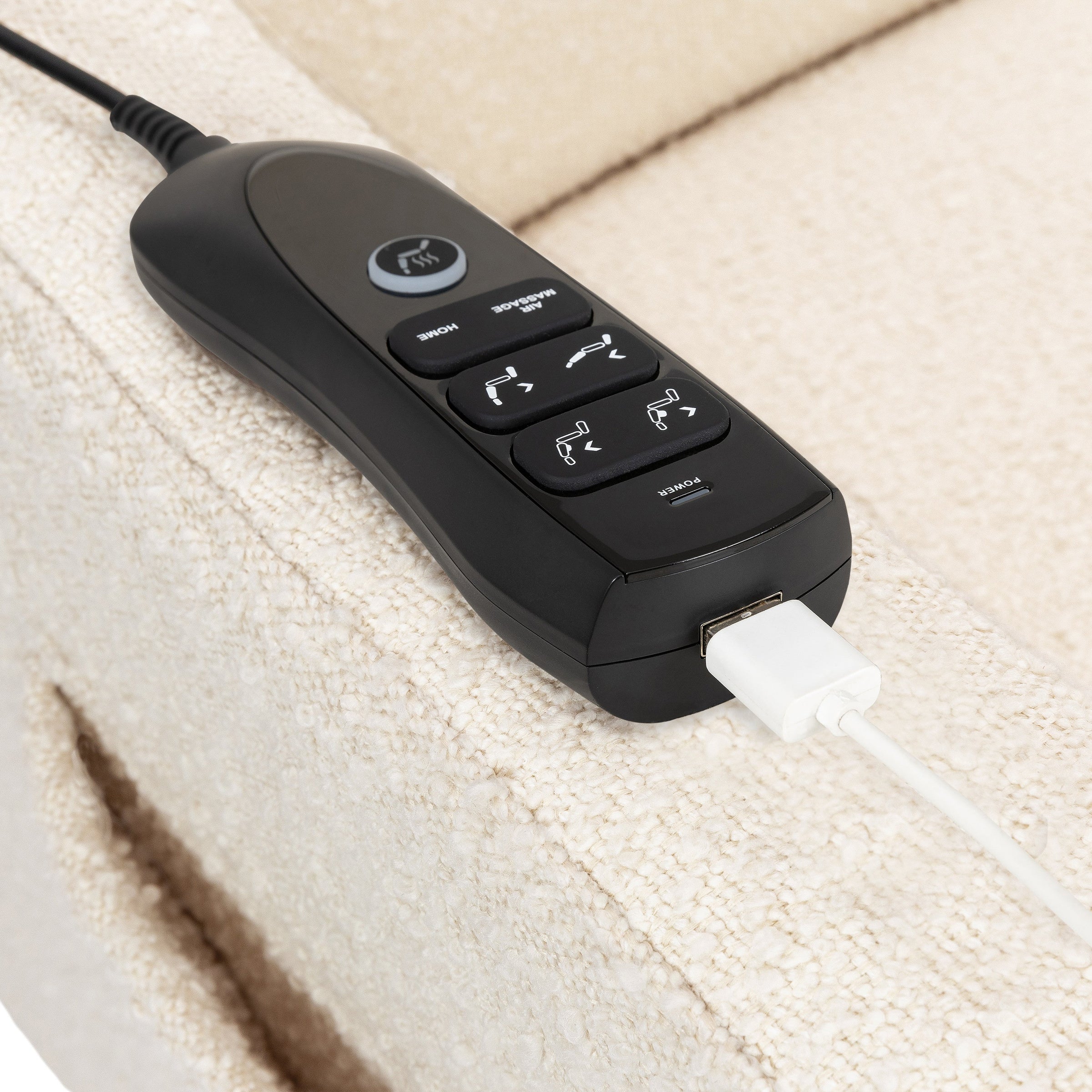 M11283PWB,Kiwi Deluxe Power Glider Recliner w/Heat&Massage in Performance Ivory Boucle