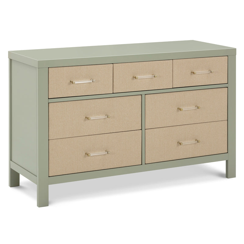 M24816FSPSEW,Eloise 7-Drawer Assembled Dresser in French Sage and Performance Sand Eco-Weave