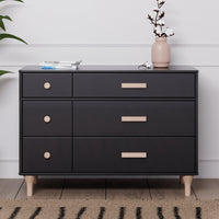 M9016BNX,Lolly 6-Drawer Double Dresser  Assembled in Black/Washed natural