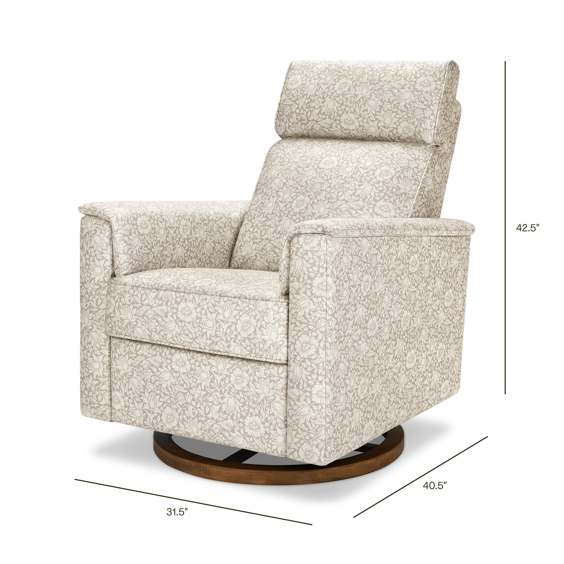 M17186MADB,Willa Plus Power Glider Recliner w/ Power Headrest in Mallow in Ash w/ Dark Wood Base