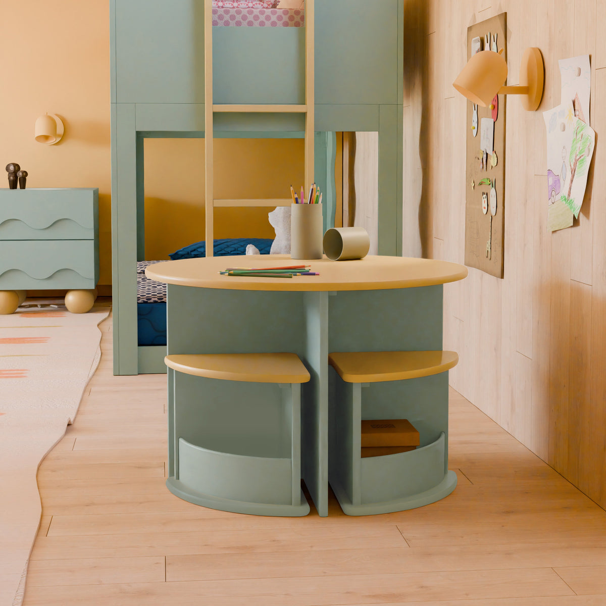 M31720LSHY,Nessa Nesting Play Table in Light Sage and Honey