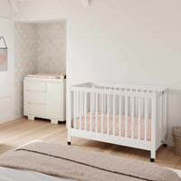 M6601W,Maki Full-Size Folding Crib w/Toddler Bed Conversion Kit in White Finish