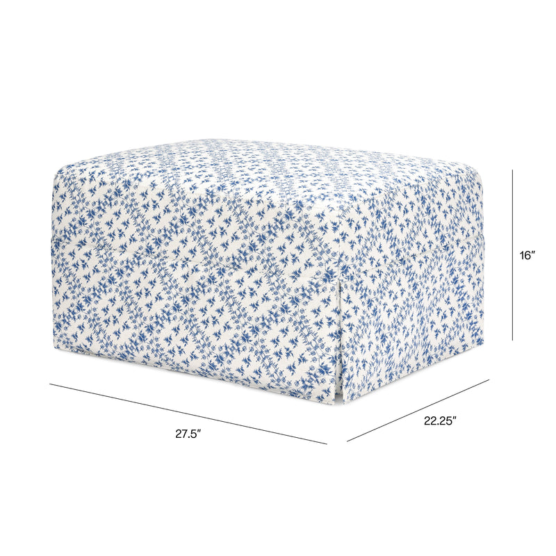 M21785BLT,Sarah Flint x Namesake Crawford Gliding Ottoman in Blue Lattice Performance Eco-Weave