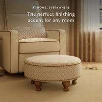 M33385BSRCTF,Nate Berkus x Babyletto Astre Ottoman in Perf Bronze Star Eco-Crossweave w/Toffee feet